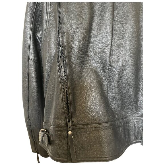 Harley Davidson Womens Black Leather Moto Jacket M Nevada Vented Zip Liner 98122 - Picture 4 of 16